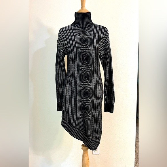 NAADAM Cashmere Wool Asymmetrical Turtleneck thick sweater Dress Whimsygoth L - Picture 3 of 13